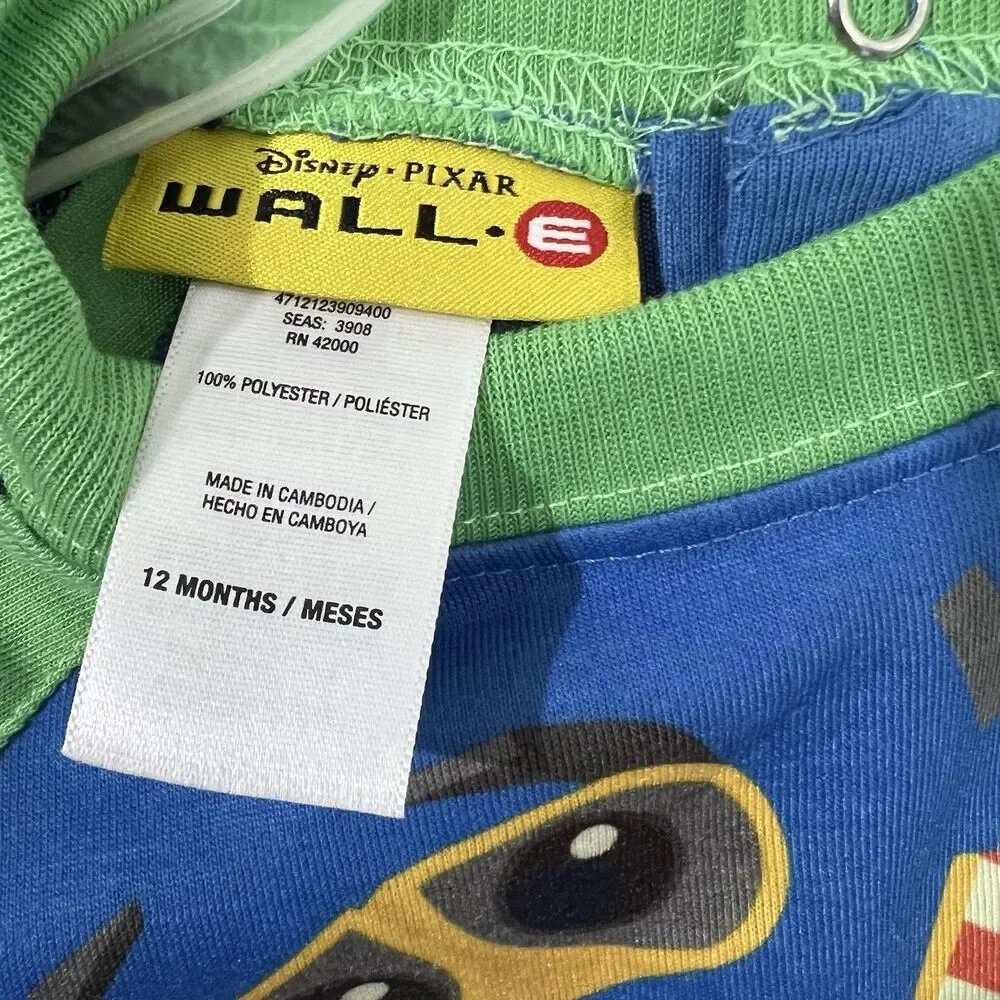 Wall-E Infant Pajamas 12 Months 2008 New Shorts 2 Piece New Old Stock